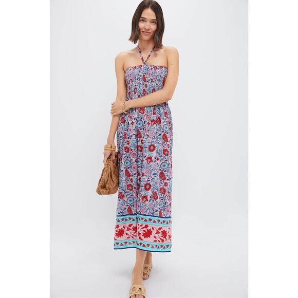 TUCKERNUCK BEACH Mauve and Rose Wildflower Smocked Lisbon Caftan Size M NWT - Picture 4 of 6